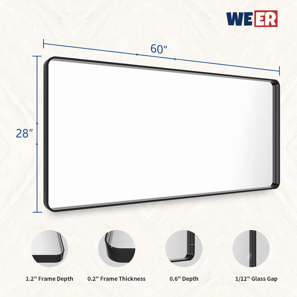 WEER Bathroom Vanity Mirror Black 60X28 Inch