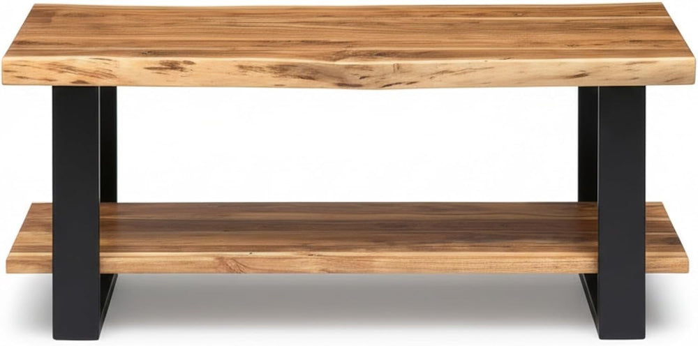 Alaterre Alpine 2-Tier Live Edge Coffee Table, Natural, 42” x 24” x 18”