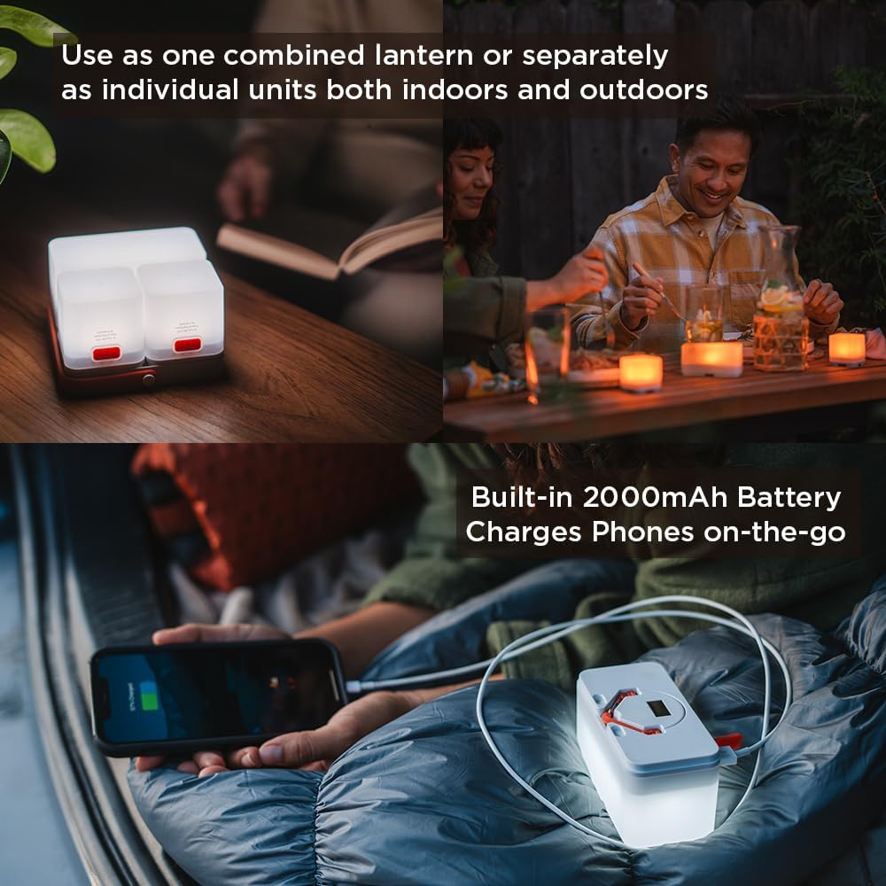LuminAID Trio Solar Cube LED Lanterns with Phone Charger, Water Resistant
