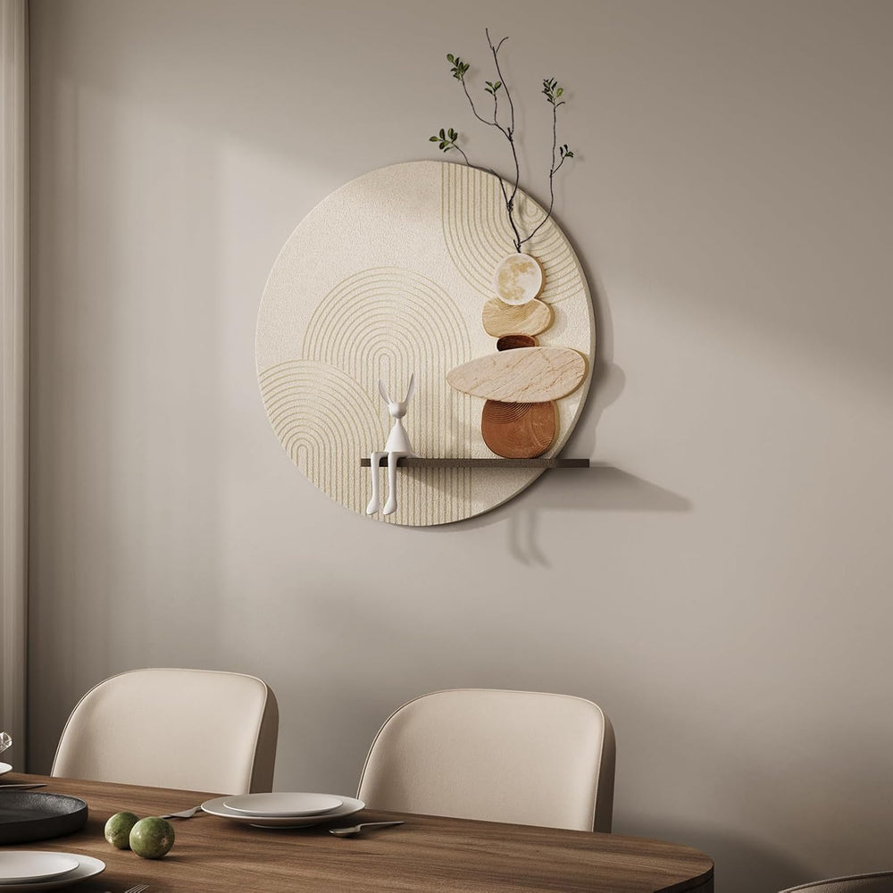 3D Textured Abstract Modern Round Wall Art Decor for Living Room, 24x24 In