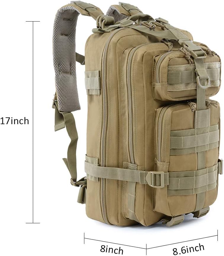 ROARING FIRE 30L Tactical Backpack, MOLLE Military Bag，EDC Outdoor Backpack
