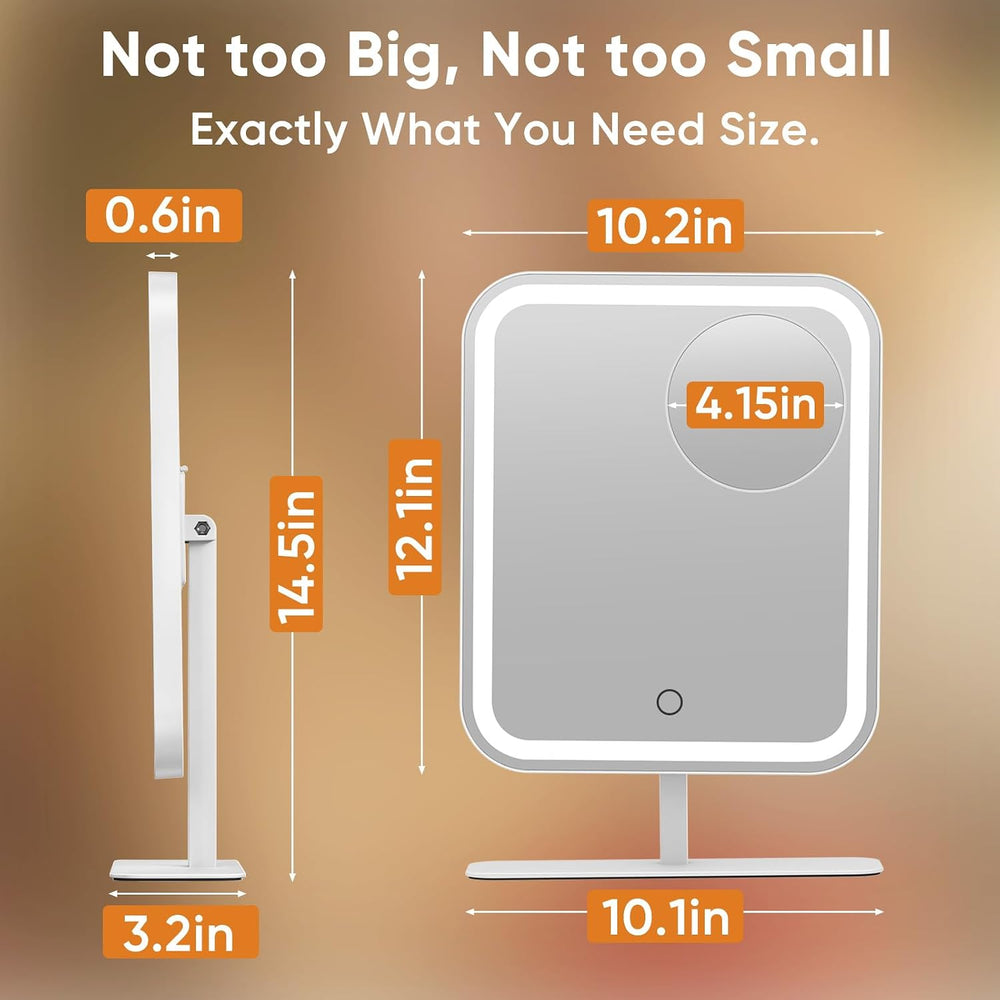 FUNTOUCH 4500mAh Large Lighted Vanity Makeup Mirror with 30X Magnifier