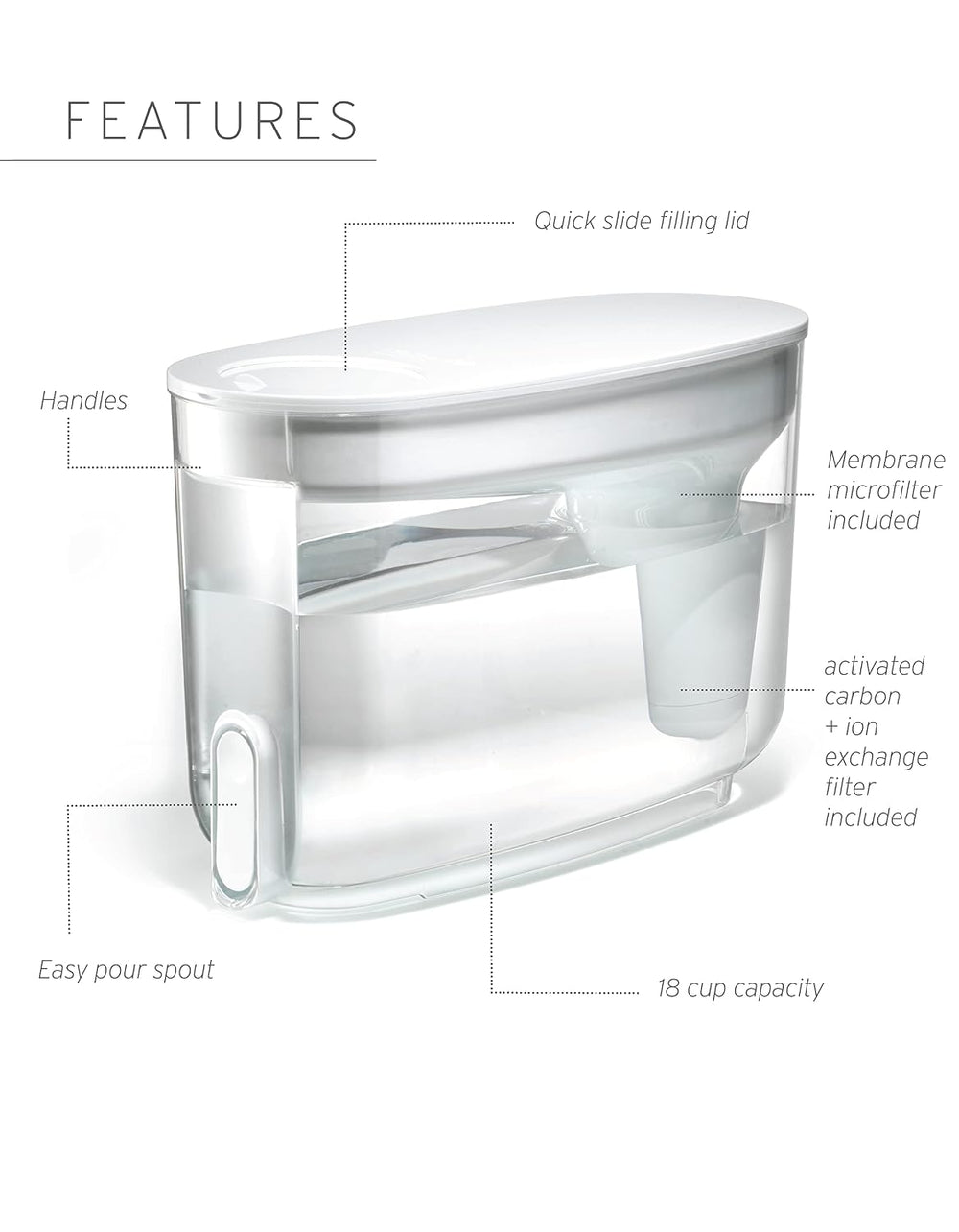 LifeStraw Home BPA-Free Water Filter Dispenser, 18-Cup, Wisteria