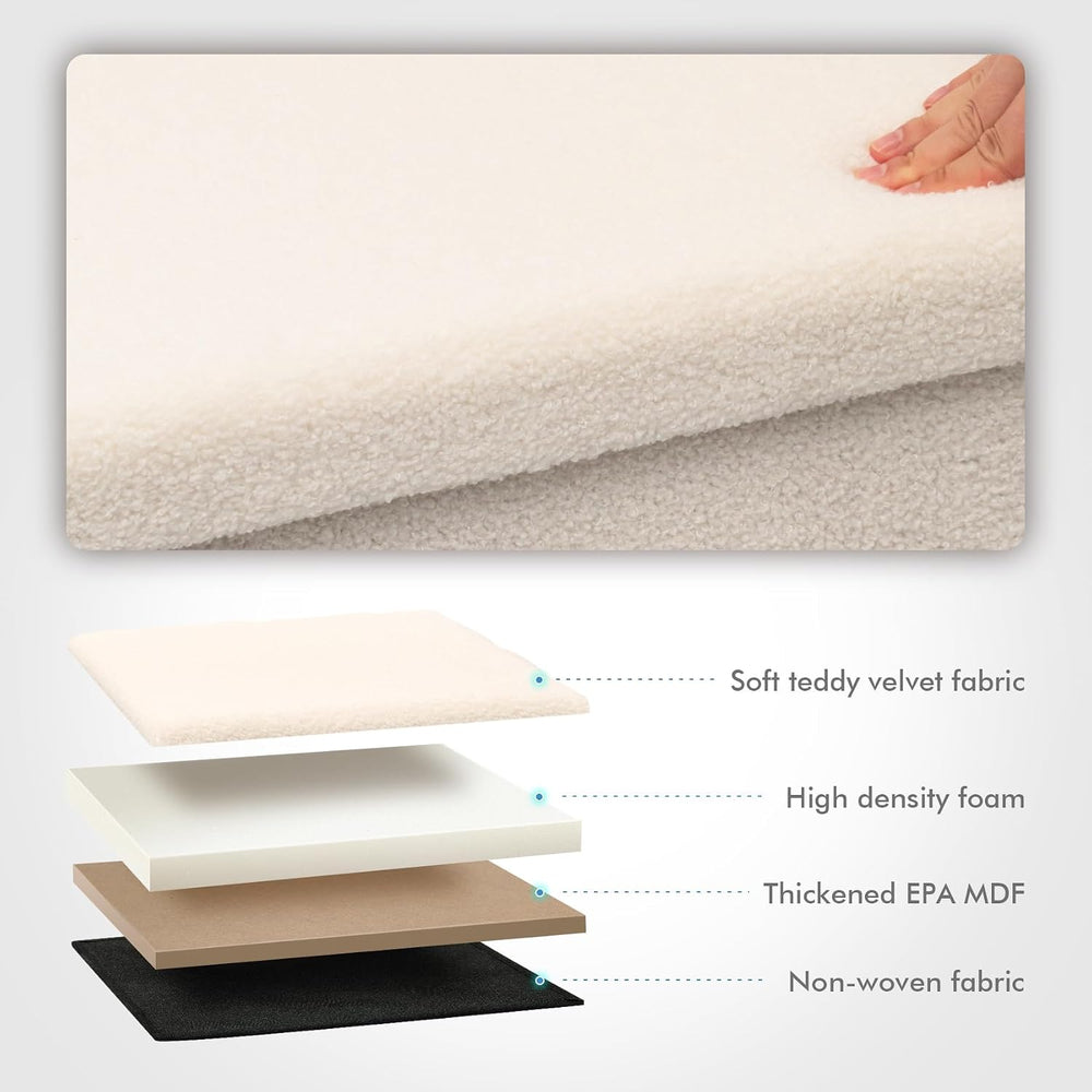 B FSOBEIIALEO Storage Ottoman, Small Sherpa Ottoman Foot Rest, Cream White