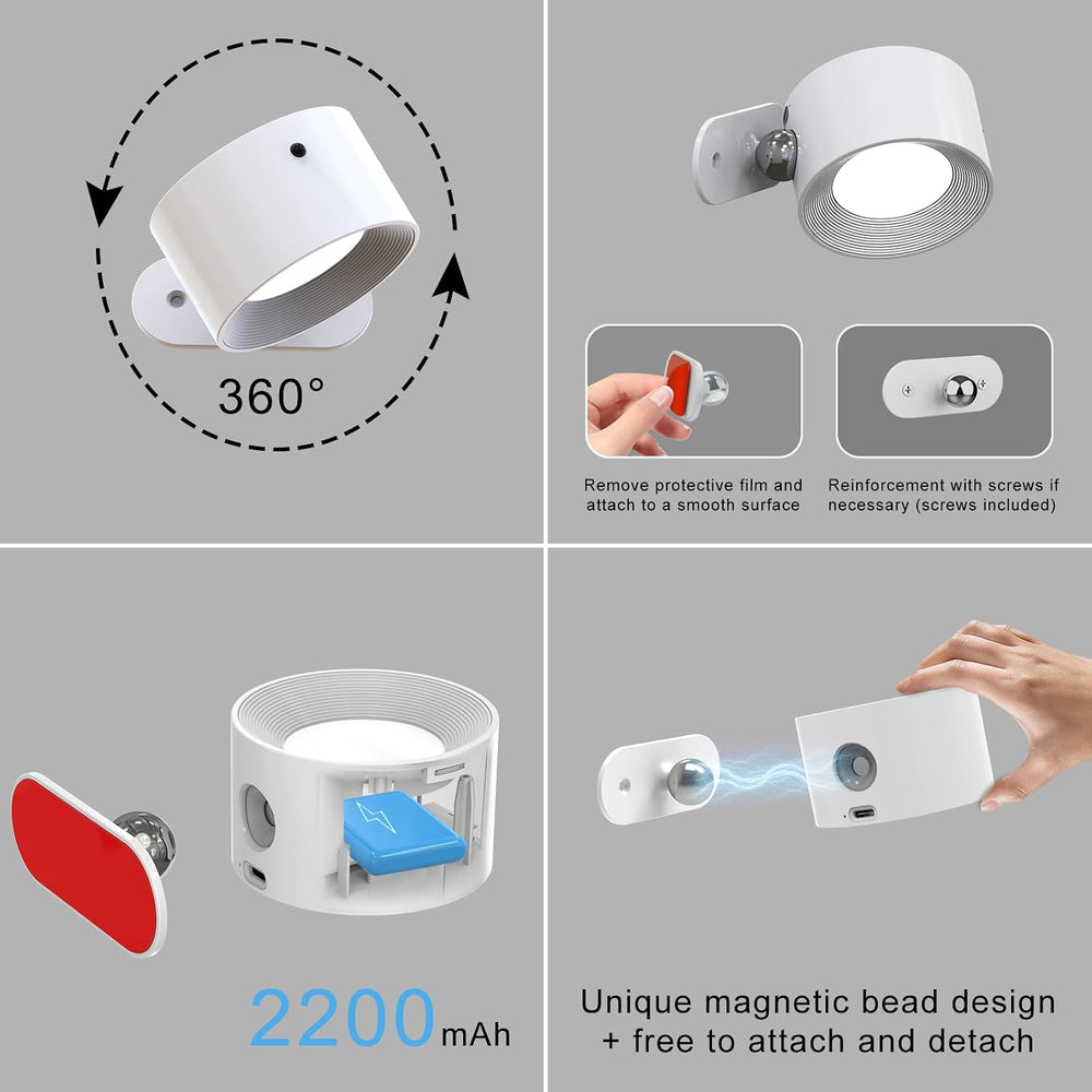 AKSDA Rechargeable Wall Sconce with Remote, Magnetic Wall Light for Bedside