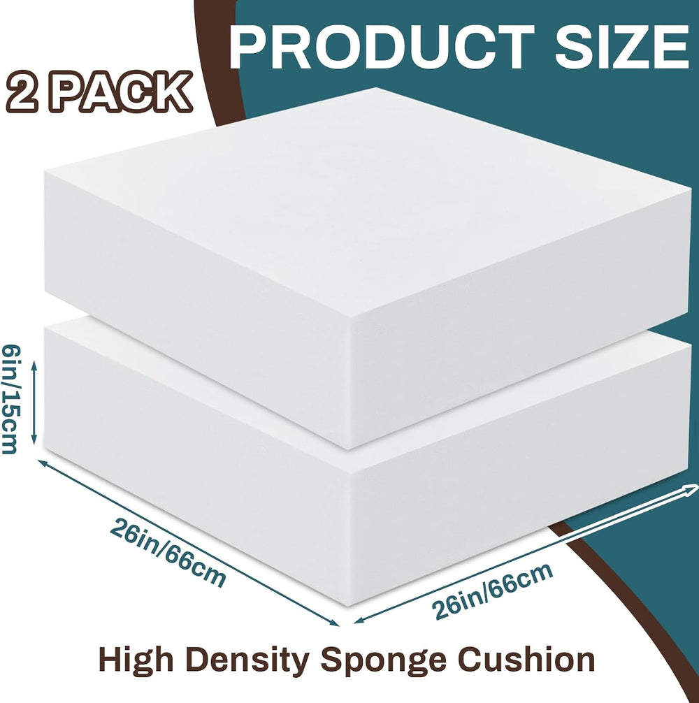Frienda 2 Pack 6" x 26" x 26" Upholstery High Density Foam Squ...