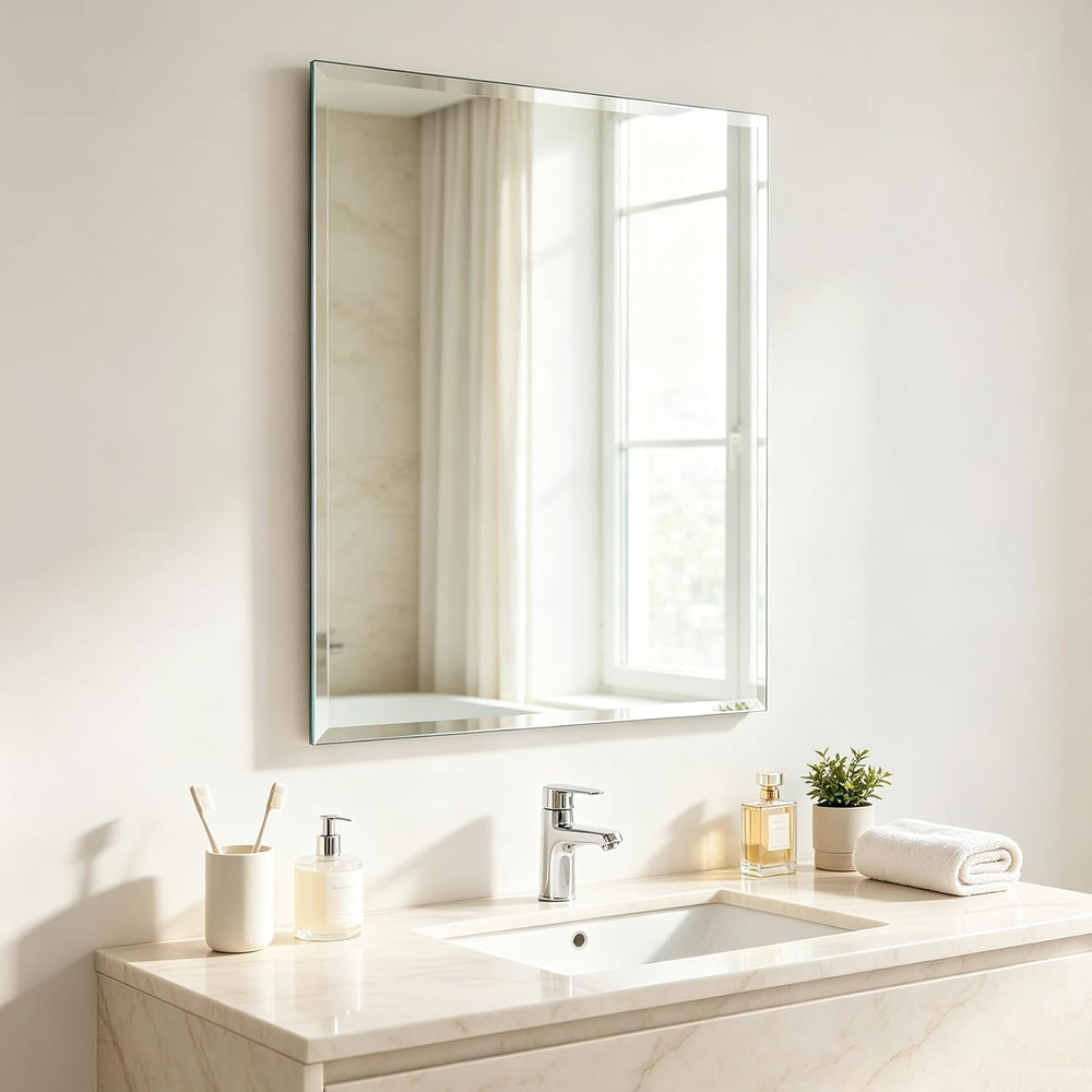 Bathroom Mirror for Over Sink 32" x 24" Frameless Beveled Edge Wall...