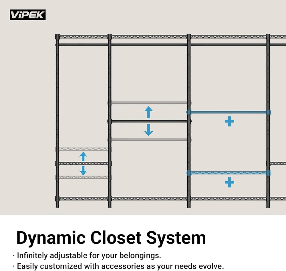 VIPEK V1 Wire Garment Rack, 4-Tier Clothes Rack, Freestanding Closet, Black