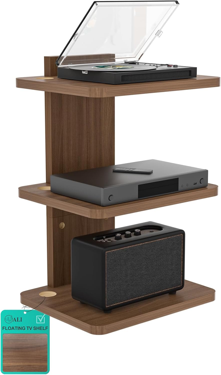 WALI 3 Tier Floating TV Wall Shelf for Projector, DVD Player