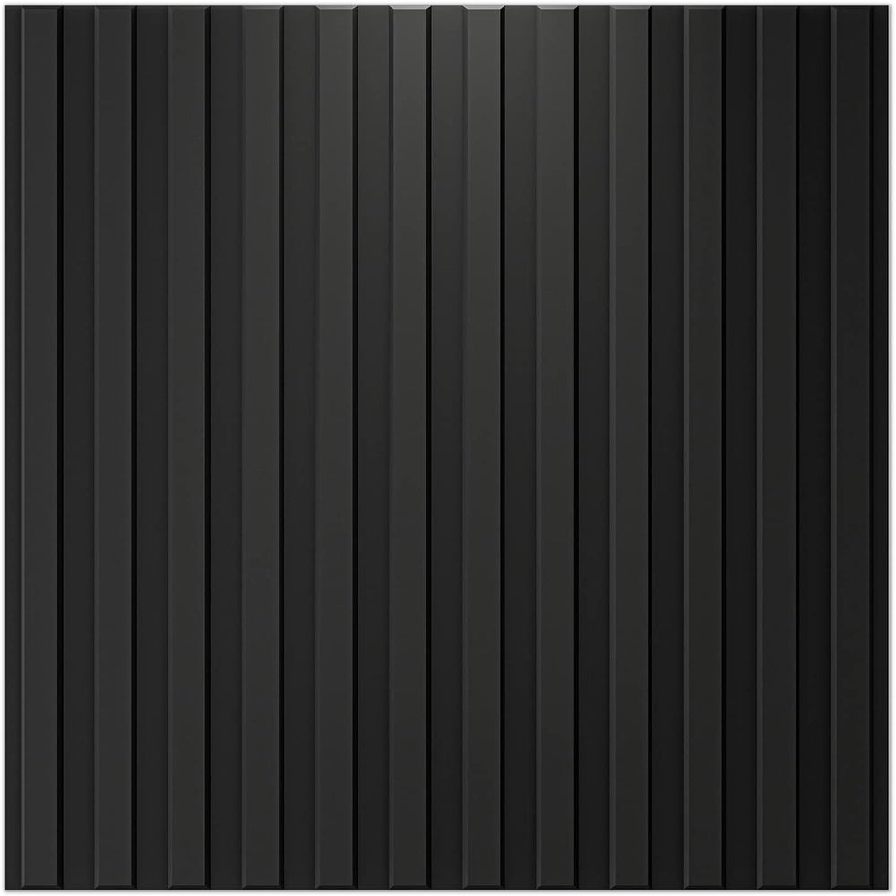 Art3d 3D Fluted Textured Slat Wall Panels, 19.7 x 19.7 in, 12-Pack, Black
