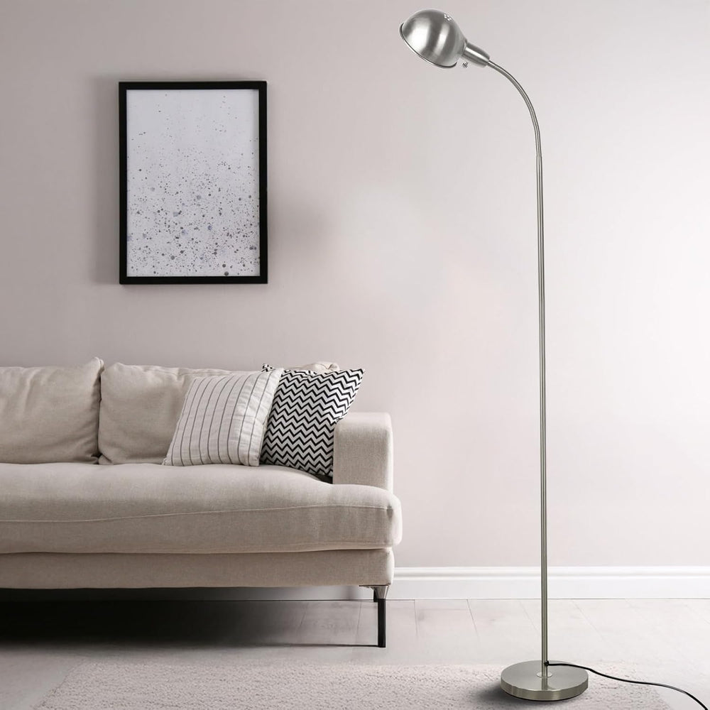 LALISU Modern Metal Reading Standing Floor Lamp with Rotatable Shade,Sliver