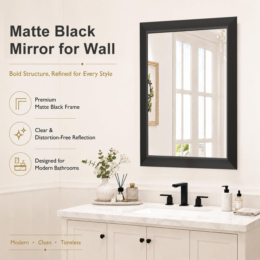 SMIROR 36x30 Matte Black Bathroom Vanity Mirror for Over Sink