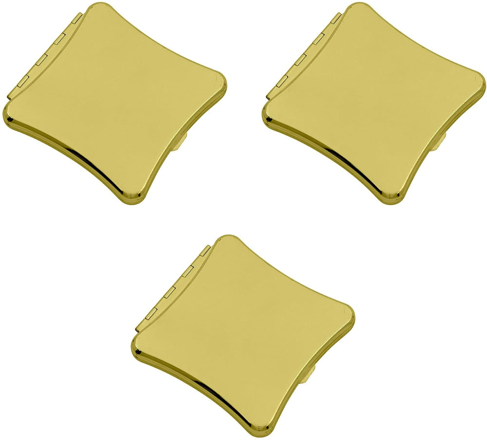 Set of 3 Double Sided Magnifying Compact Mirrors (Gold, Concave Square)