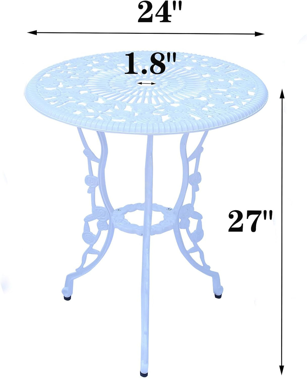 3-Piece Cast Aluminum Outdoor Bistro Set, Outdoor Table and Chairs Set of 2 w...