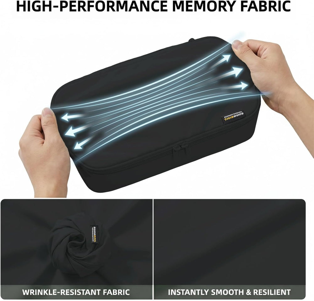 6 Piece Compression Packing Cubes for 7–14 Day Travel, Jet Black