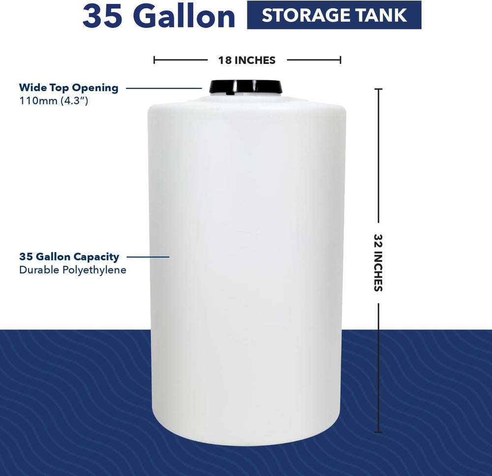 US Water Systems White 35 Gallon Water Storage Tank, Locking Lid