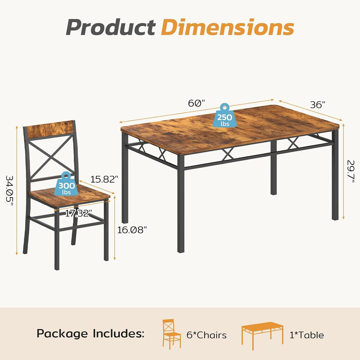 zevemomo 7-piece dining table set, kitchen table chairs shown in use