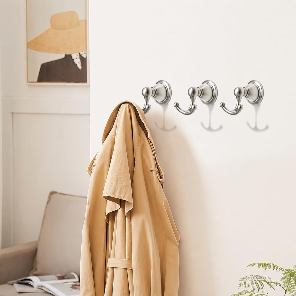 khtumeware 4 Pack 2-1/2 inch Brushed Nickel Vintage Towel Hooks