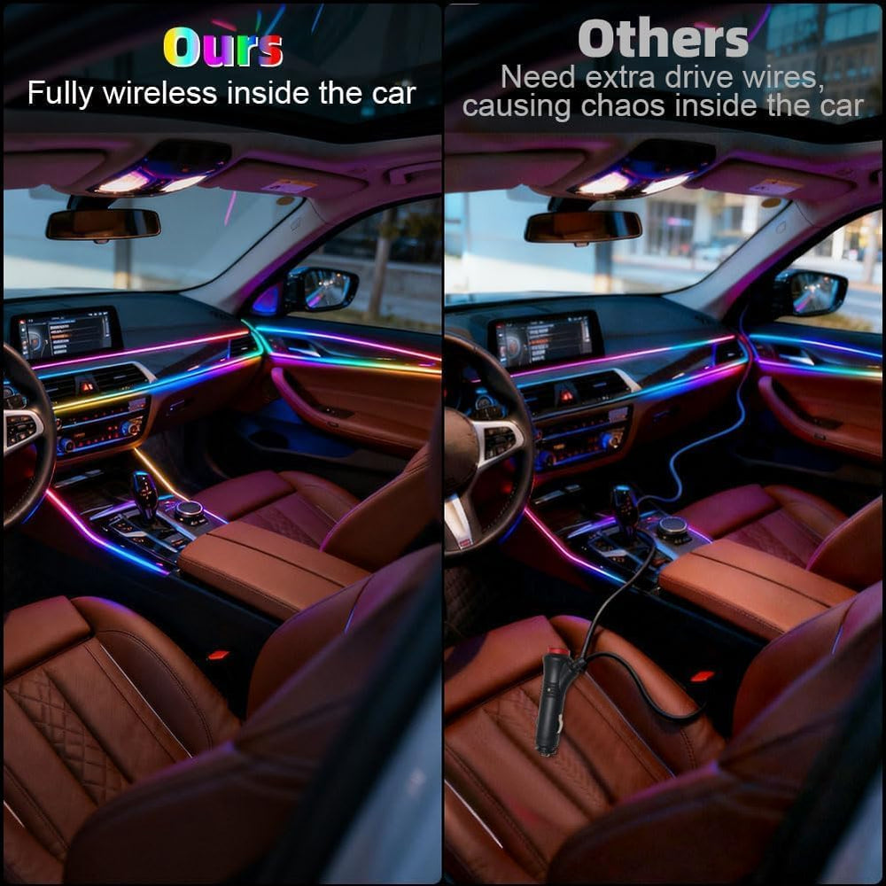 Acrylic Car Interior LED Lights, 18-in-1 RGB Fiber Optic Ambient Kit