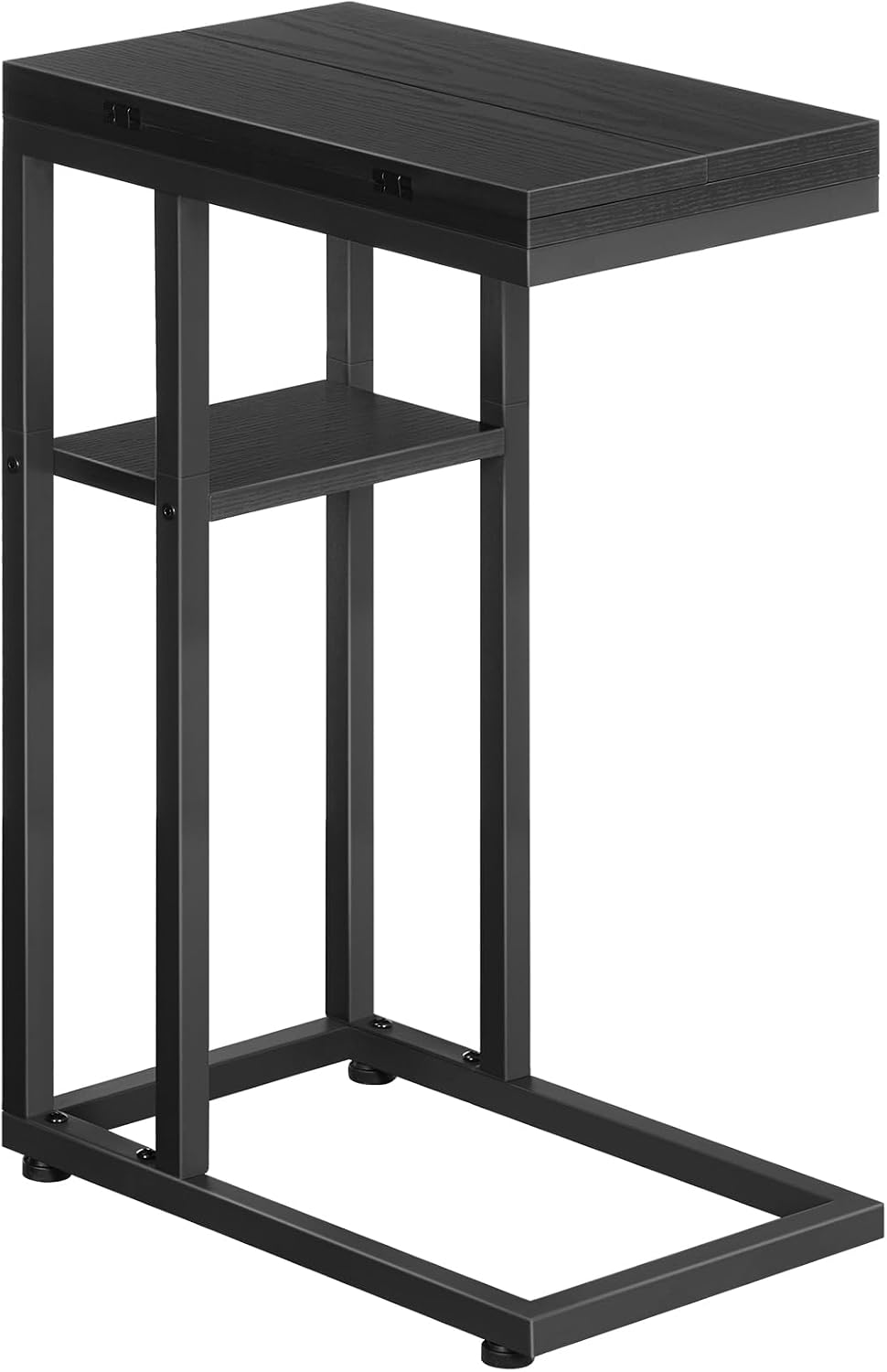 HOOBRO Foldable C Shaped End Table, C Shaped Side Table with Storage Shelf