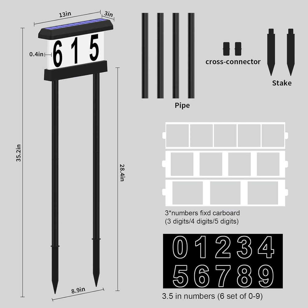 Double Side Solar Address Numbers, Lighted House Numbers for Outside