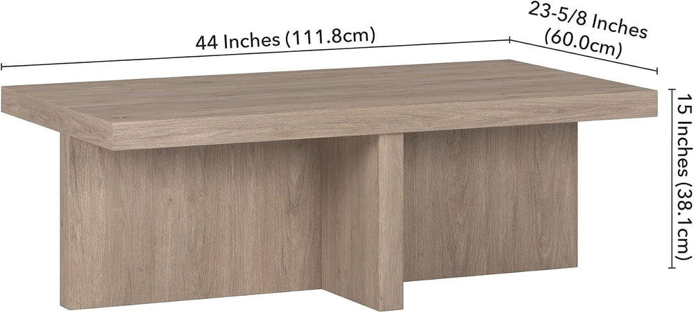 Henn&Hart 44" Scandinavian Coffee Table, Weathered Gray