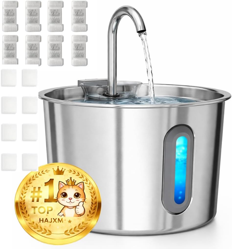 Cat Water Fountain, 74oz/2.2L Cat Fountain for Drinking - Pet Water Fountain ...