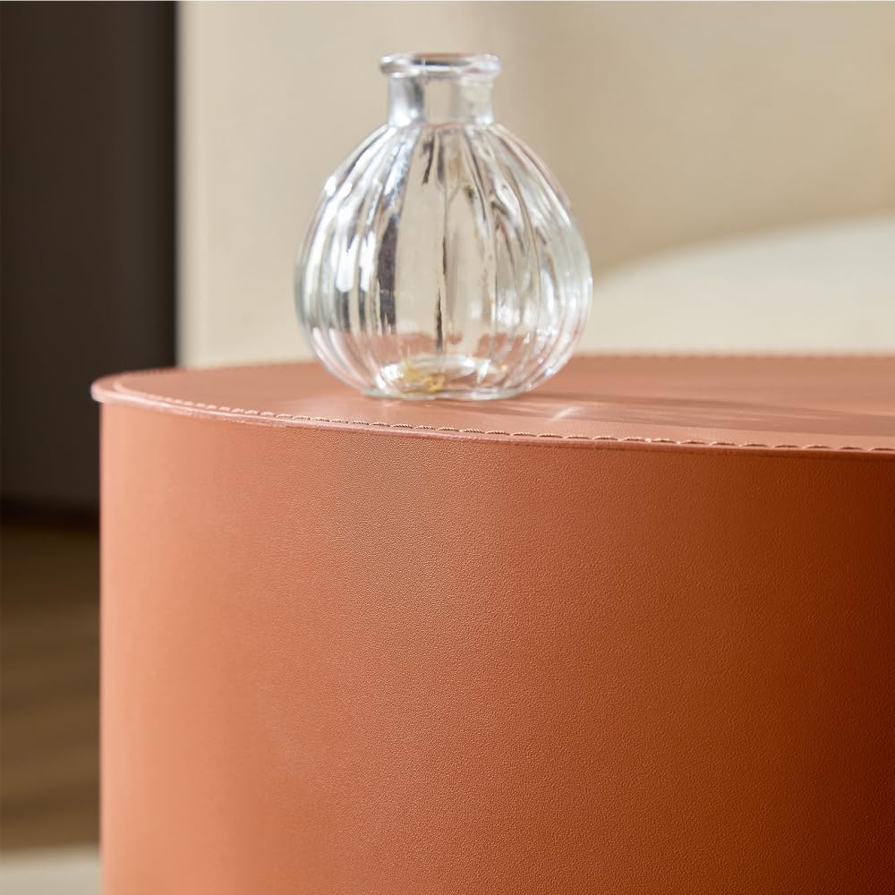 Nested Table Set 2 Pieces, MDF Coffee Table Set Living Room/Lounge Area (Orange + MDF + Round)
