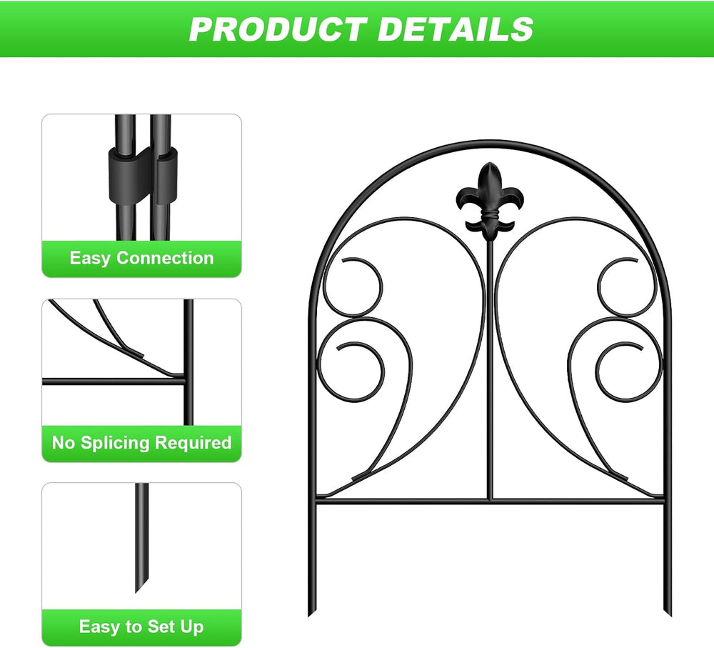 Decorative Garden Fence 25 Pack, Total 22in(H) x 27ft(L)
