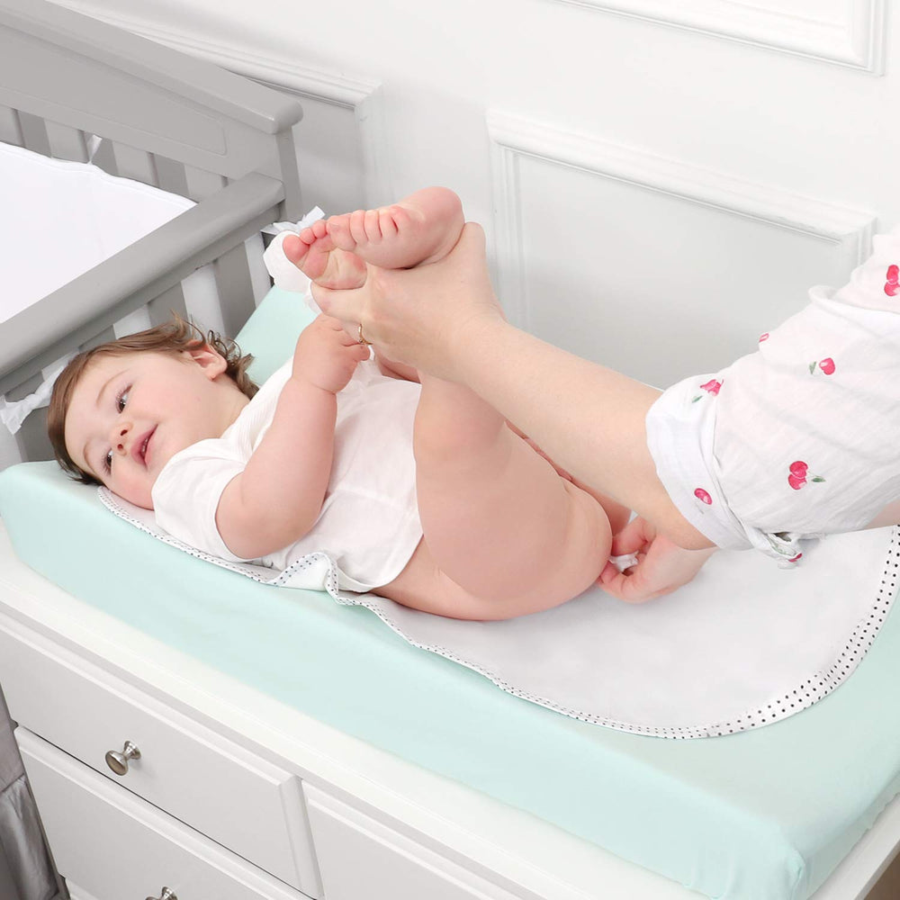 TILLYOU Waterproof Changing Pad Liners 18 Pack, 100% Cotton Reusable Cloth Di...