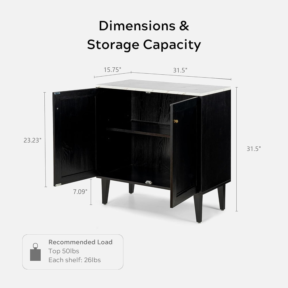 EYYTHUNG Black Accent Cabinet Set of 2, Modern Storage Sideboard Buffet with ...