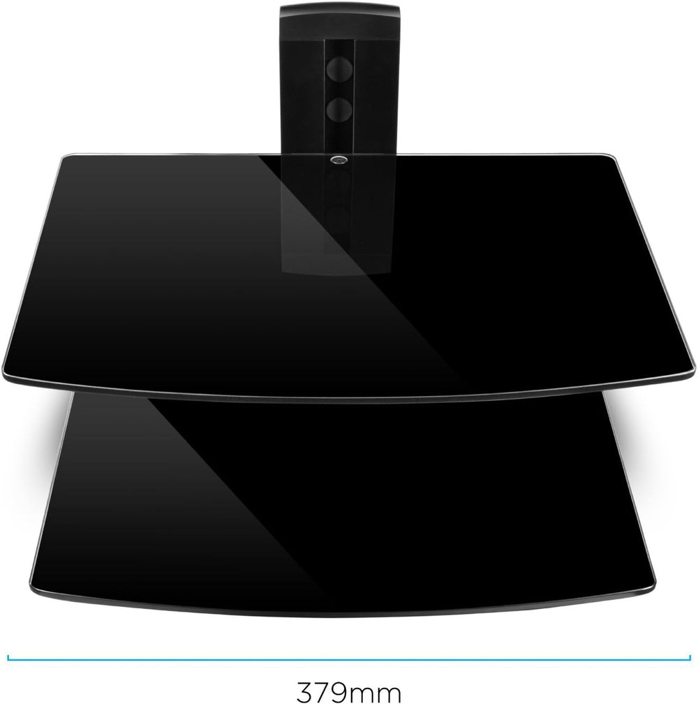 Ematic 2 Level Tempered Glass Shelf Mount - Entertainment Center, Cord Manage...