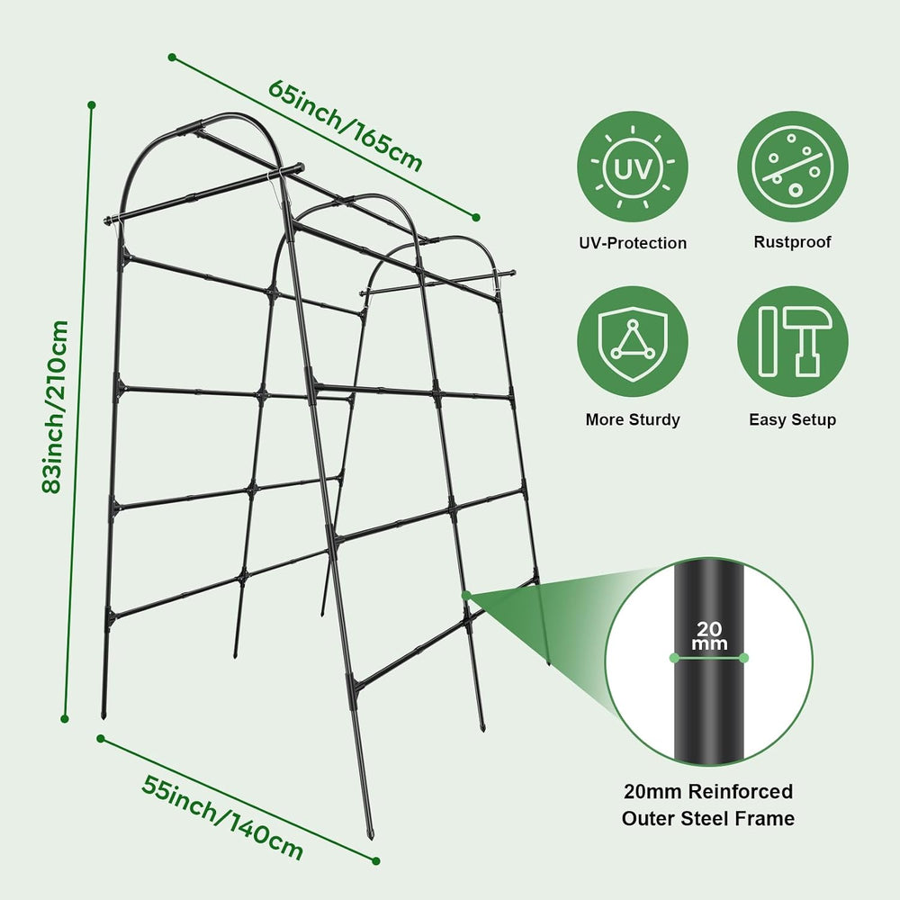 GOJAWAY 7*5.4* 5FT Arch Metal Garden Trellis,Outdoor Climbing Support Frame