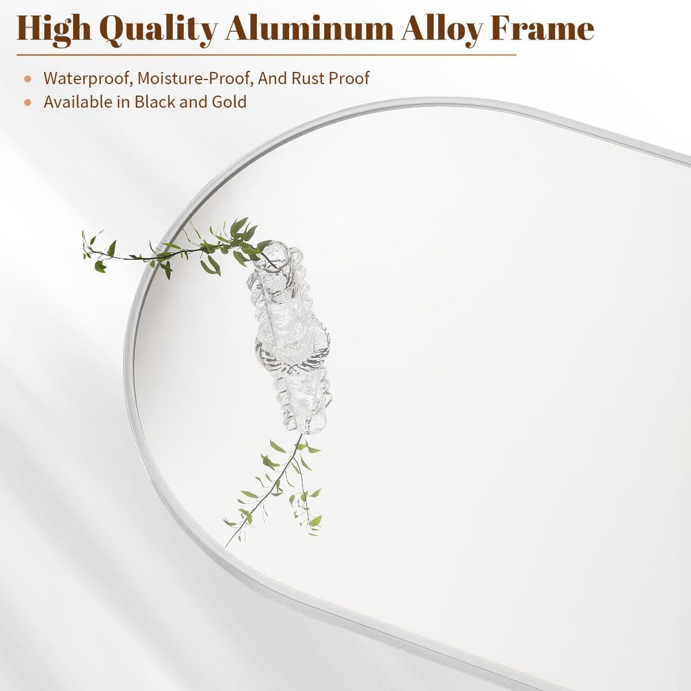 BEAUTYPEAK 20"x30" Arch Bathroom Wall Mirror, Silver