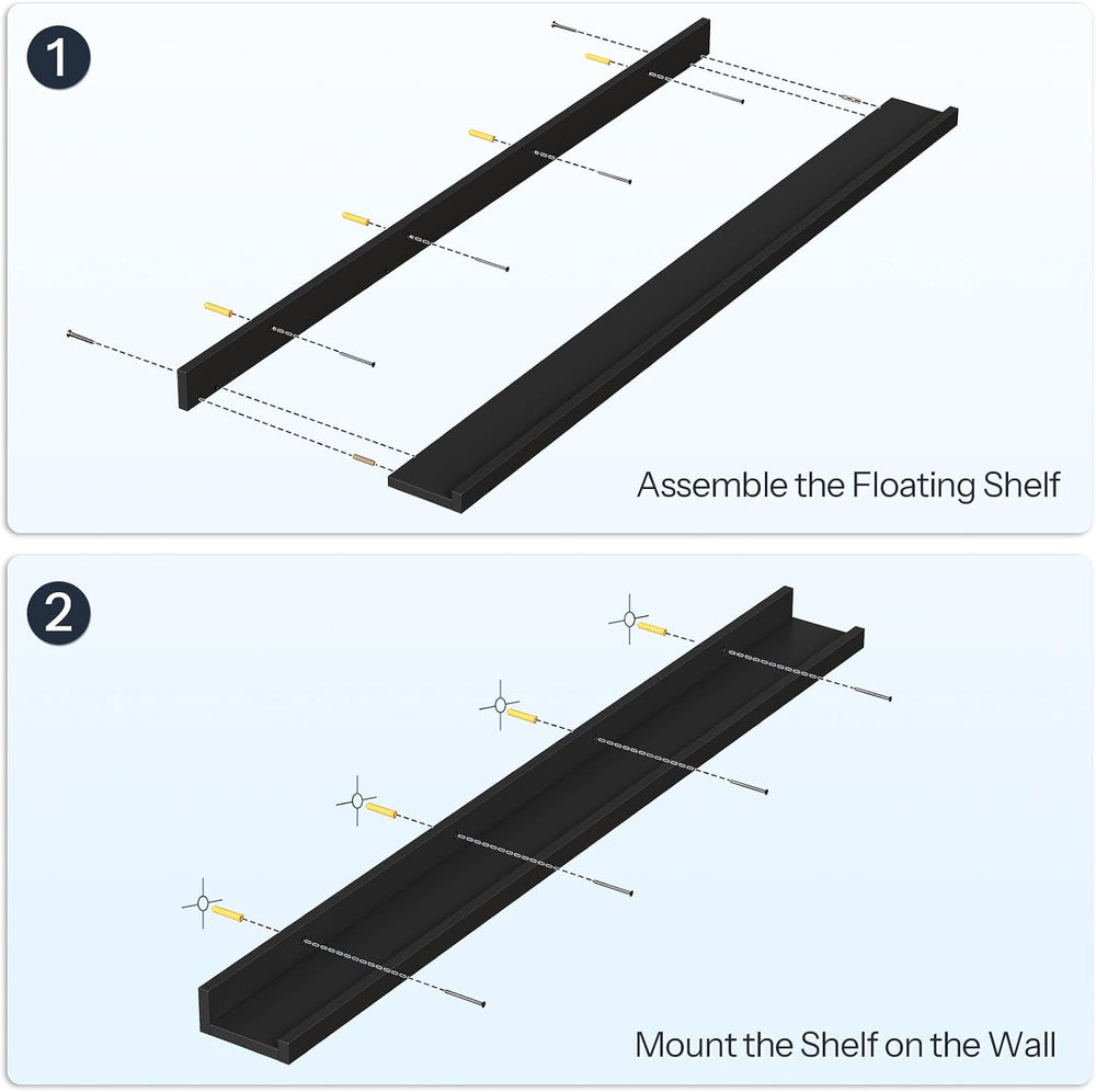 HOOBRO Floating Shelves, Wall Shelf Set of 3, 47.2 Inches Hanging Shelf