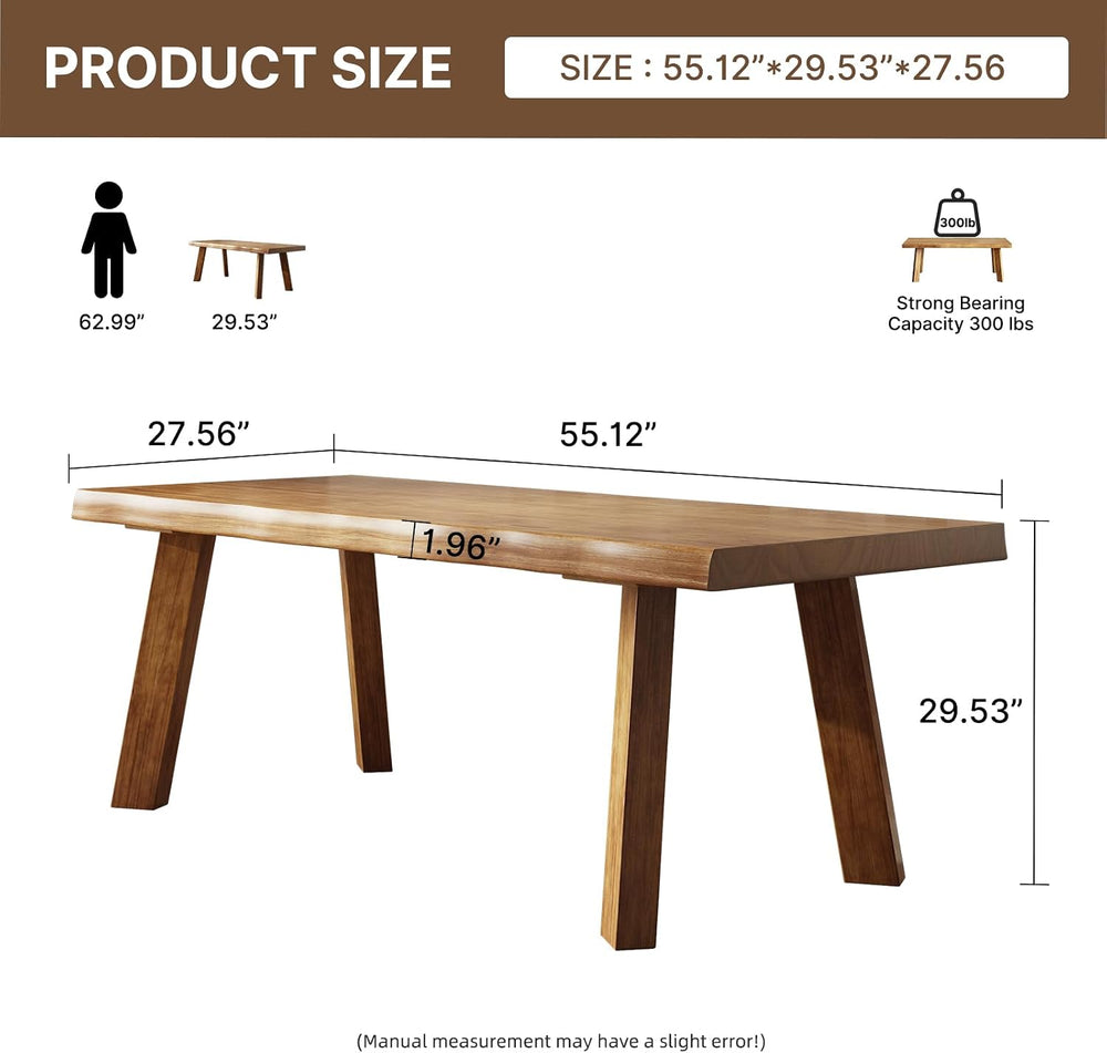 Solid Wood Desk 55 inches, Live Edge Wooden Home Office Computer Desk Modern ...