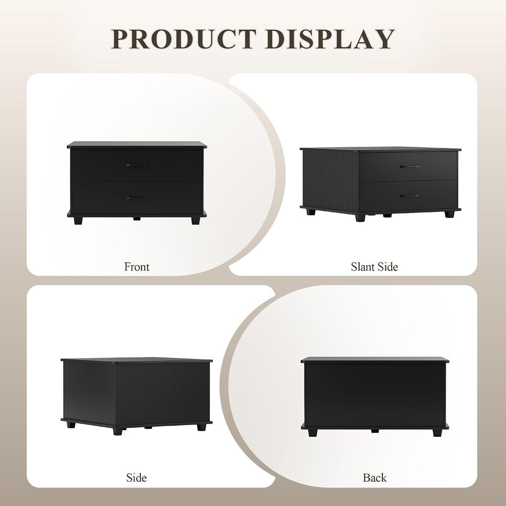 MALOL Storage Coffee Table with 2 Drawers & Flip-Top Lid with Hidden Stor...