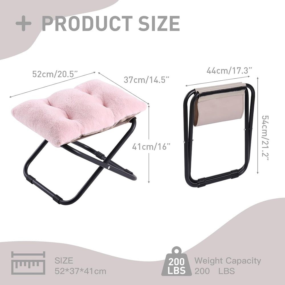 LITA Folding Ottoman, Upholstered Folding Foot Rest Stool for Living Room