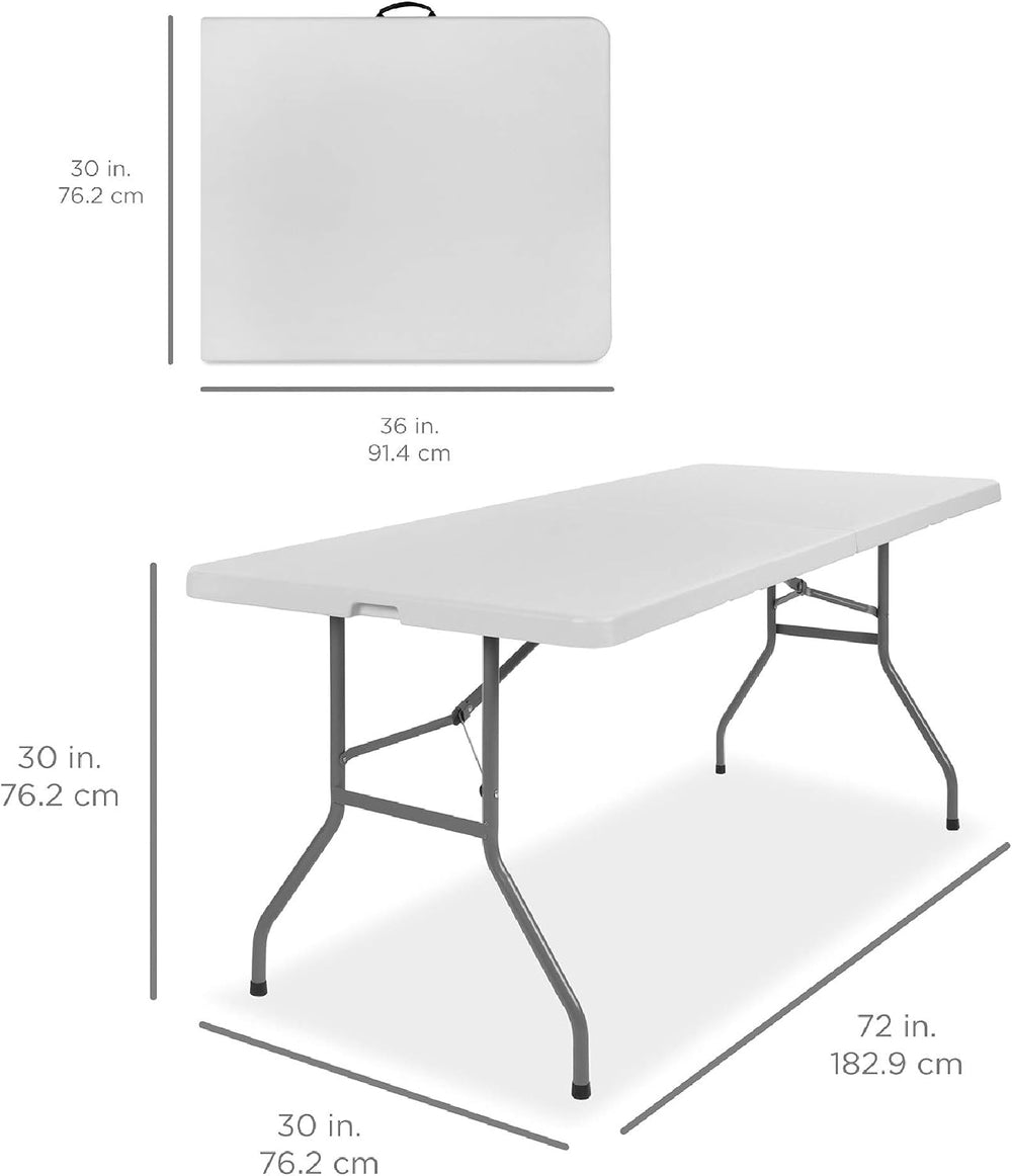 Best Choice Products 6ft Plastic Folding Table, Indoor Outdoor Heavy Duty Por...