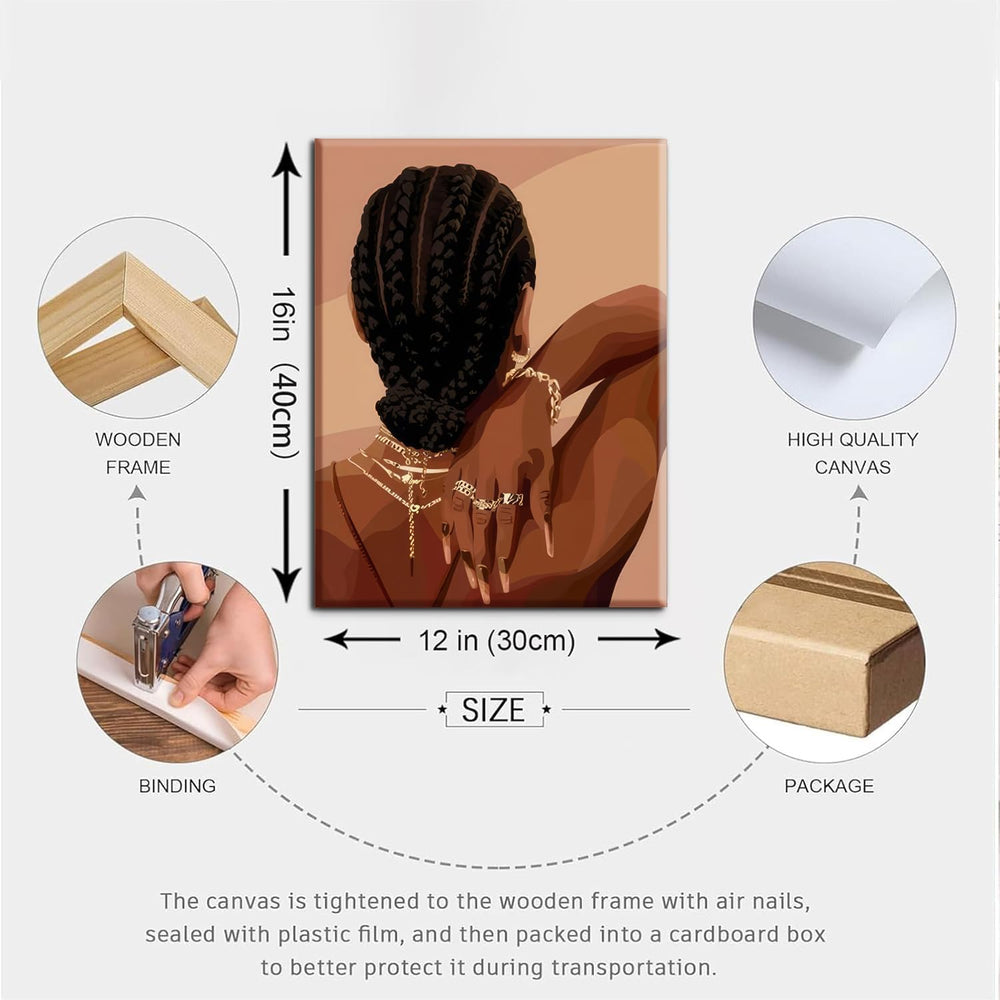 Black Girl Pink Wall Art Set of 3 African American Black Women Canvas Posters...