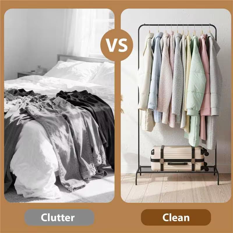 Black Clothing Rack for Small Spaces, 45" Height Garment Rack for Small ...