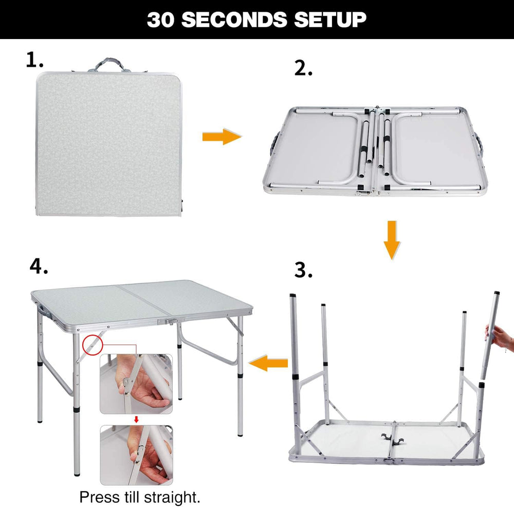REDCAMP Aluminum Camping Table 3 Foot, Portable Folding Table