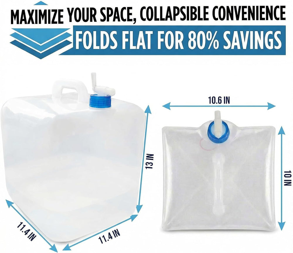 3 Pack 5.3 Gal Collapsible Water Storage Container Jug with Spigot