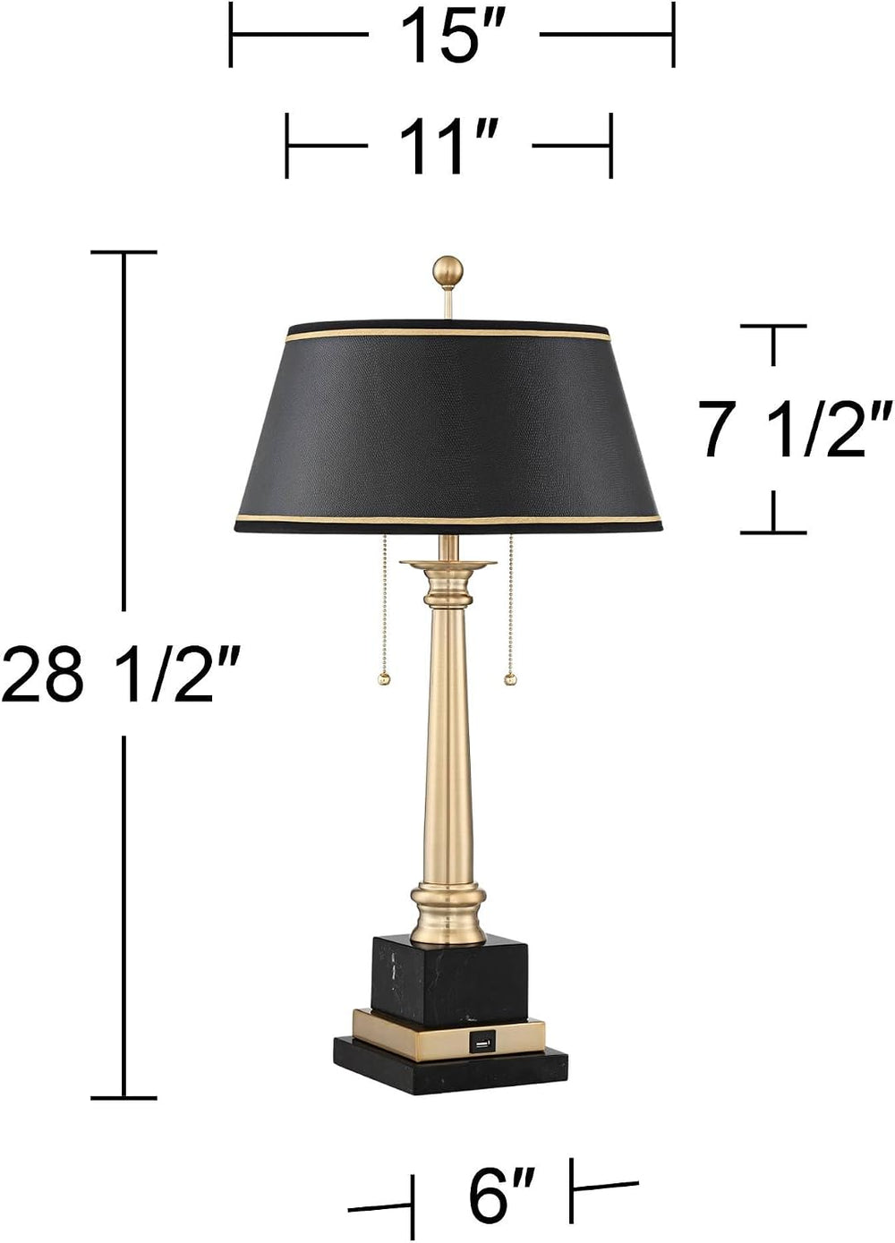 Georgetown 28 1/2" Tall Table Lamp USB Gold Brass Traditional Warm