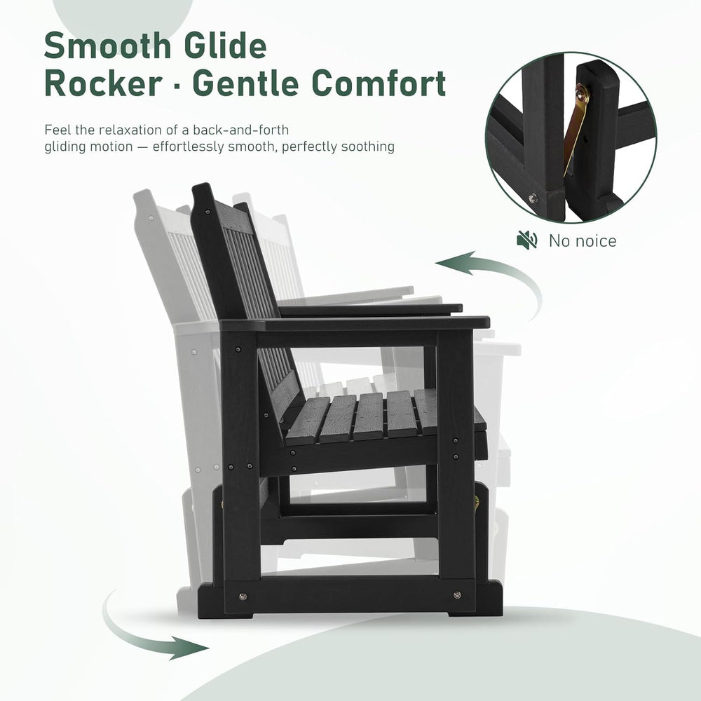 Furnimart Patio Glider Bench, HDPE All-Weather Outdoor Glider for 2-Person, H...