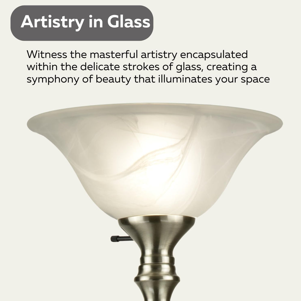 LIGHTACCENTS Torchiere Floor Lamp, 72", Brushed Nickel