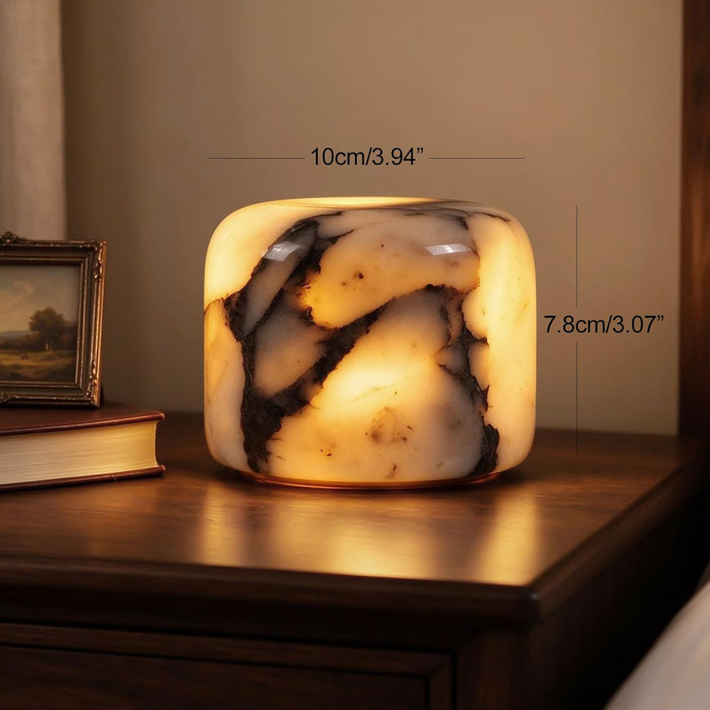 Black Marble Touch Table Lamp, Cordless Bedside Pat Dimmable Night Light