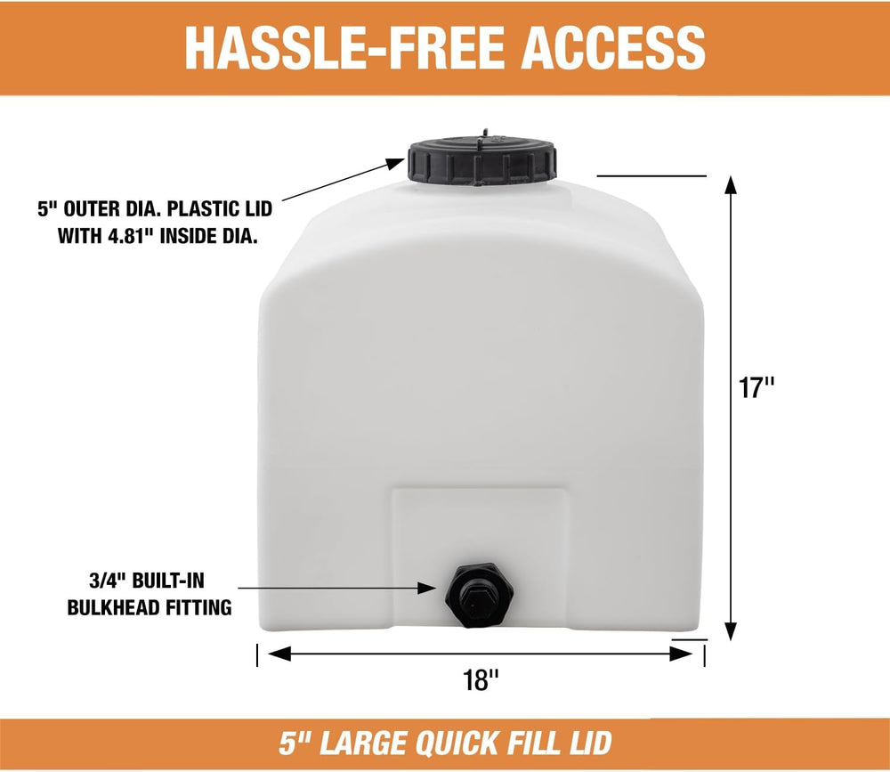 RomoTech 82123899 26 Gallon Square Polyethylene Water Storage Tank