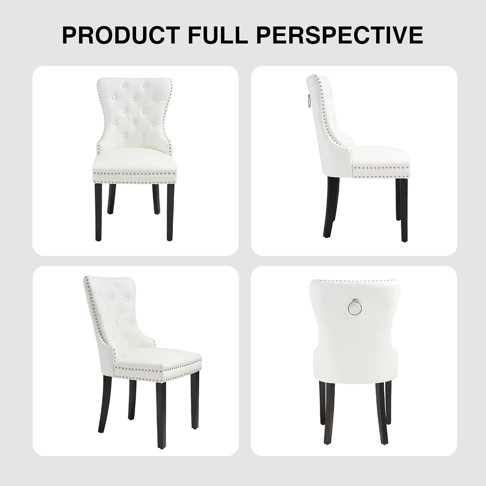 adochr PU Leather Dining Chairs Set of 6, Upholstered Kitchen Chairs,White