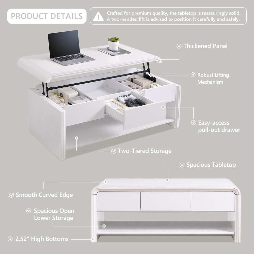Aitjunz 47" Lift Top Coffee Table with Storage, Modern Coffee Table with...